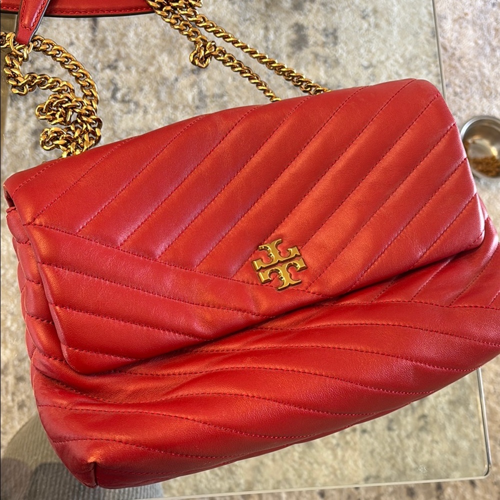 Tory Burch Red Quilted Leather Shoulder Bag